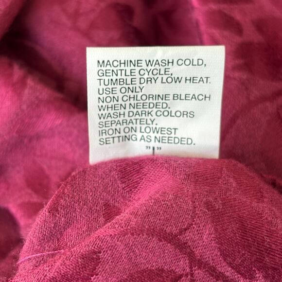 Miss Elaine Wms L Burgundy Jacquard 2 Pc Pajama Set Button Up Top Elegant - Picture 14 of 14